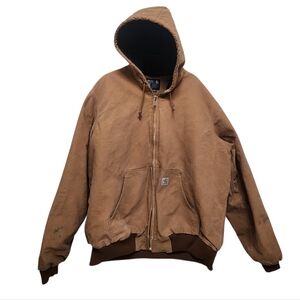 Carhartt Jacket Mens XL Tall Loose Fit Brown Zip Up Workwear Model No. 0J0140-M